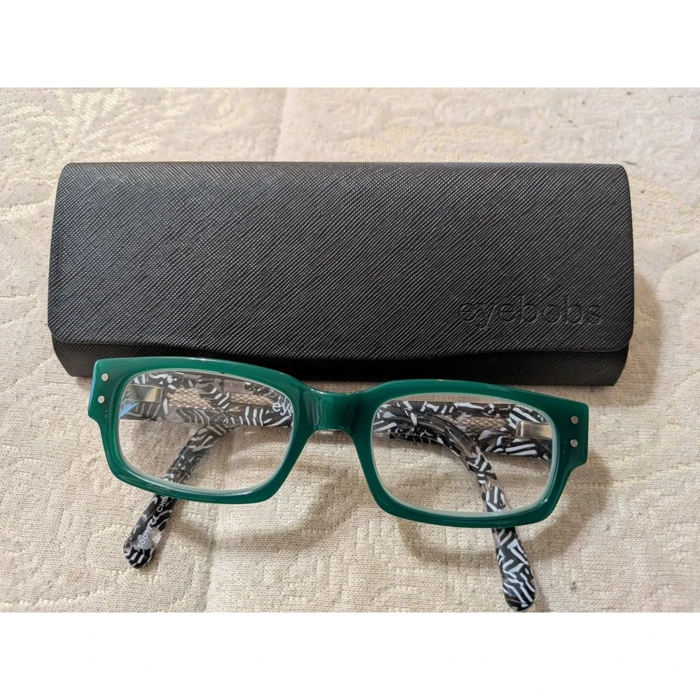 Eyebobs Eyeglasses Eye Glasses Readers 2275 Peckerhead Green And Zebra